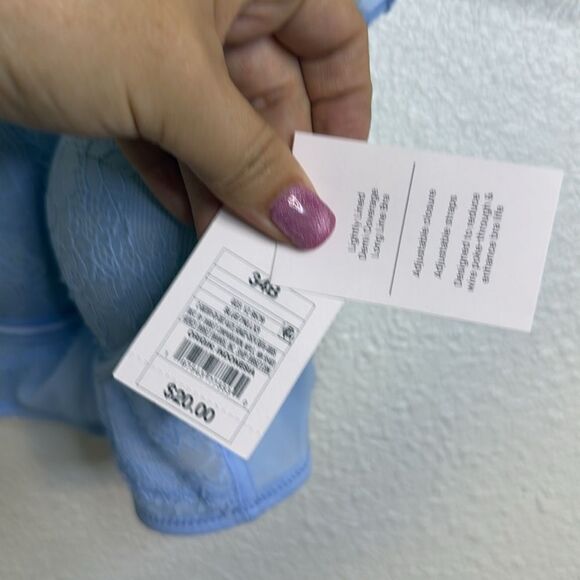 NWT-Auden-Long Line Light Blue Lightly Lined Lace Demi bra w/ Underwire-Size 34B - Picture 5 of 9